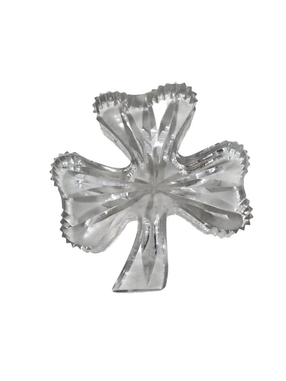 Vintage Waterford Crystal Three Leaf Clover Shamrock Paperweight Ireland